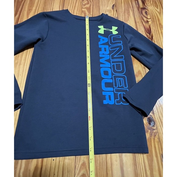 Under Armour Waffle Boy Size 7 Dark Grey All Season Gear Long Sleeve Spell Out - Picture 5 of 16